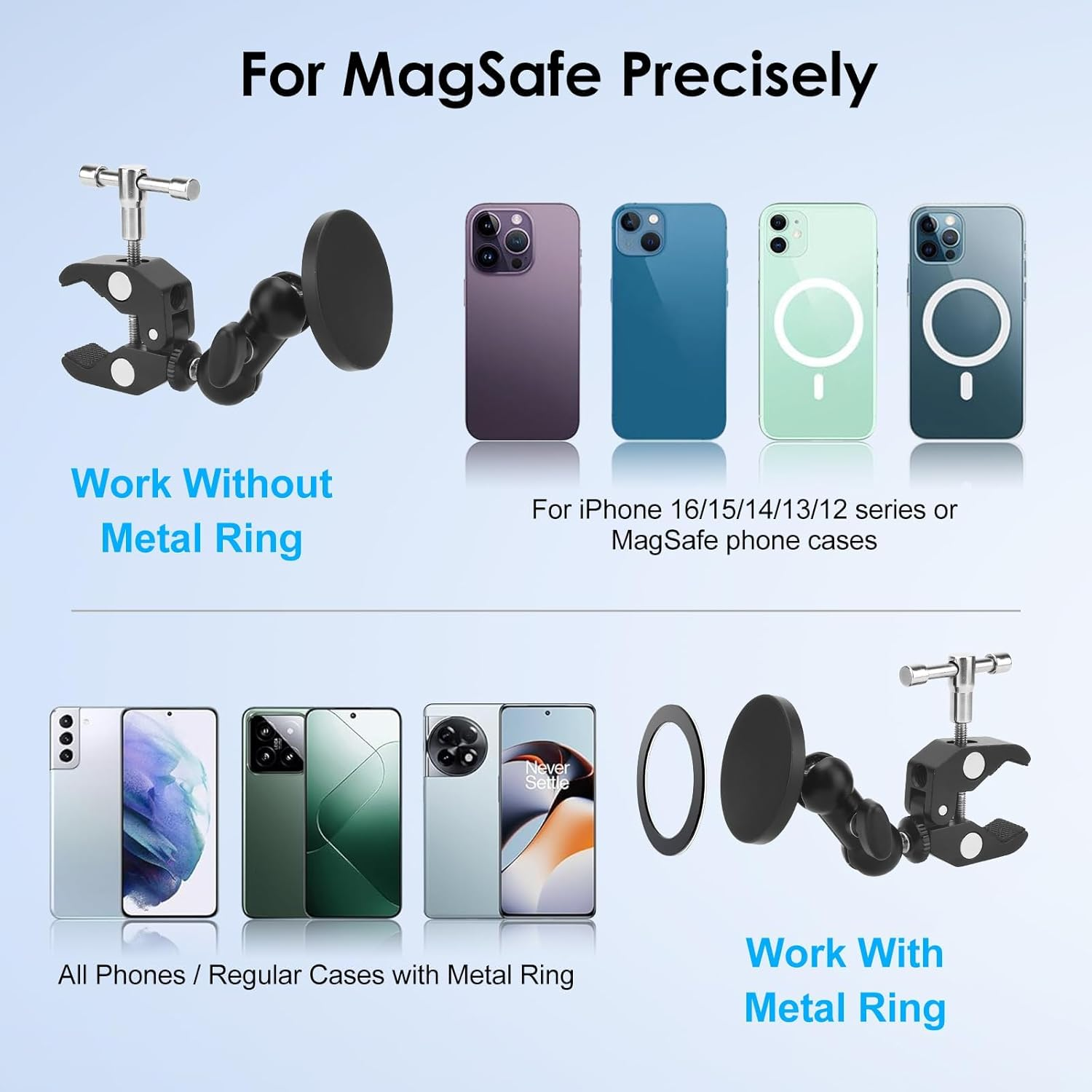 Eeekit Magnetic Bike Phone Holder, 360&deg; Rotating Handlebar Mount for Magsafe and All Phones, Strong Clamp for Motorcycle Bicycle Scooter image number 1
