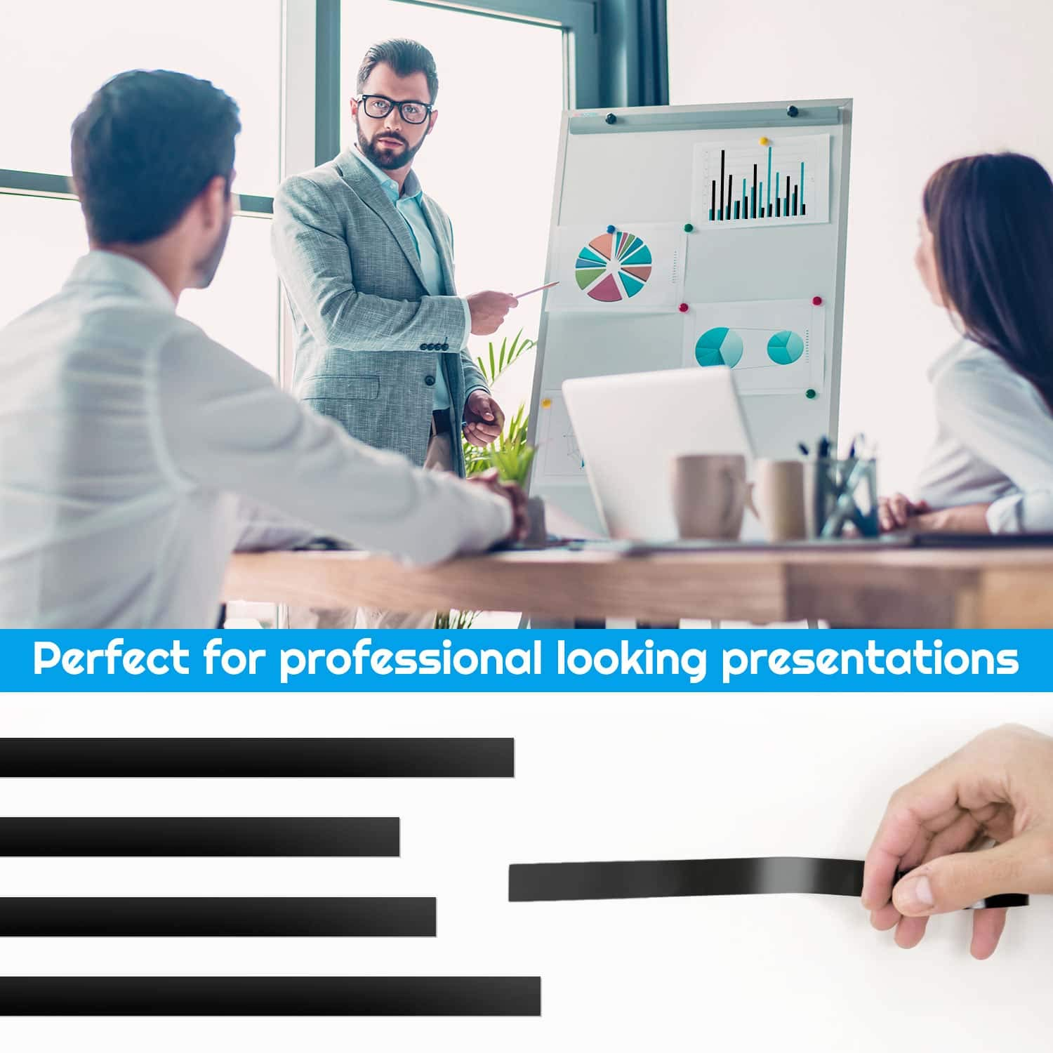 Audab 6 Rolls 1/4 Pinstripe Tape Vinyl Chart/White Board Tape Lines Dry Erase Whiteboard Thin Tape Pinstriping Graphic Grid Marking Tape image number 3