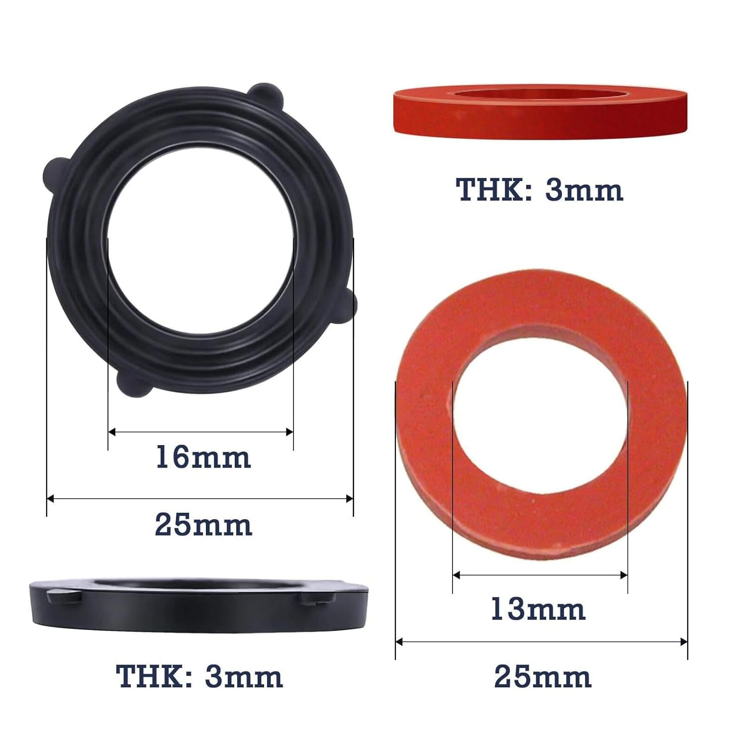 100Pcs Garden Hose Washer Rubber, Heavy Duty Rubber Washer Fit All Standard 3/4 Inch Garden Hose and Water Faucet Fittings (Black) - Black image number 2