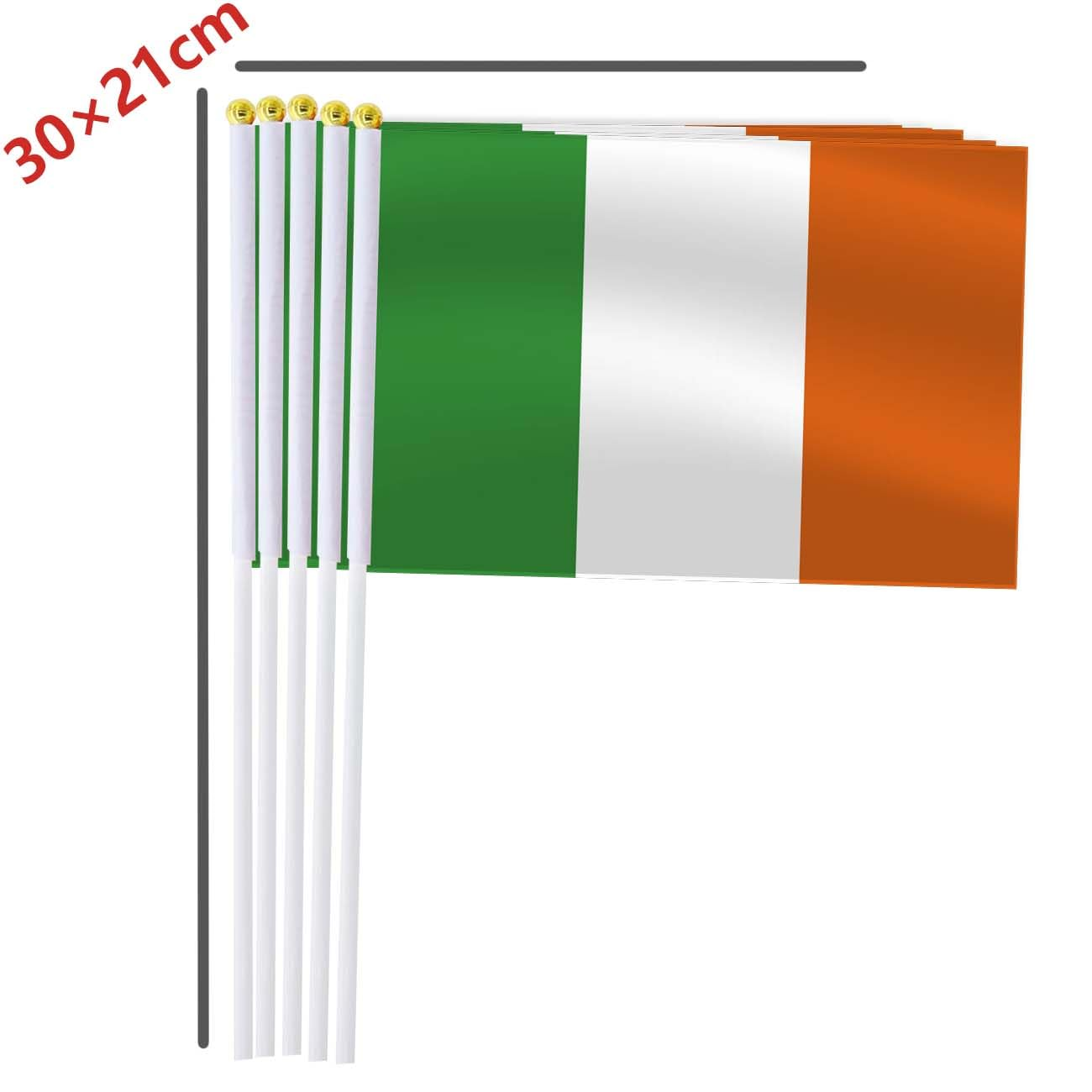 Ireland Handheld Small Flag Set,10 PCS 5&times;8 Inch Mini Irish People Hand Held Banner,Tiny Digital Printed Polyester Banner