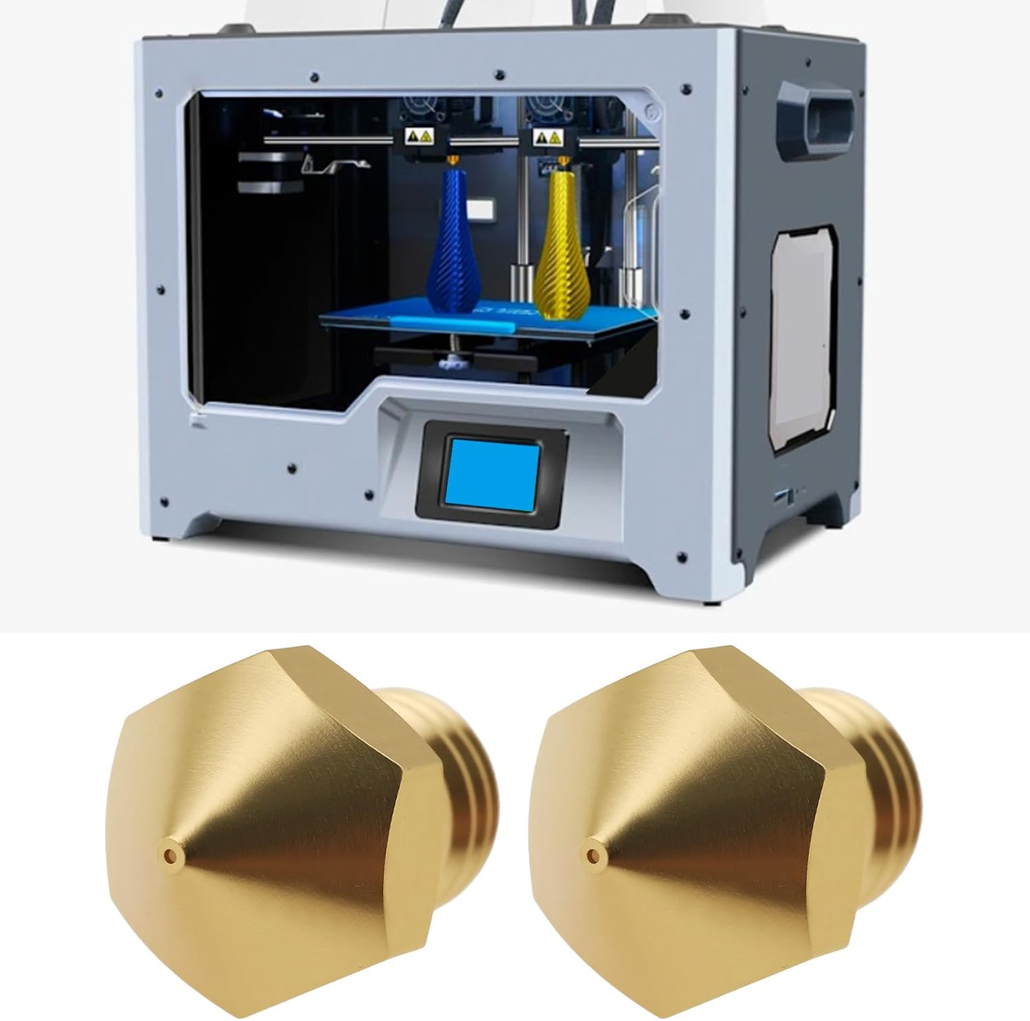 Emagtech 6Pcs 0.4Mm 3D Printer Brass Nozzle MK10 Nozzle M7/1.75Mm Compatible with Flashforge Finder Compatible with Creator Pro image number 2