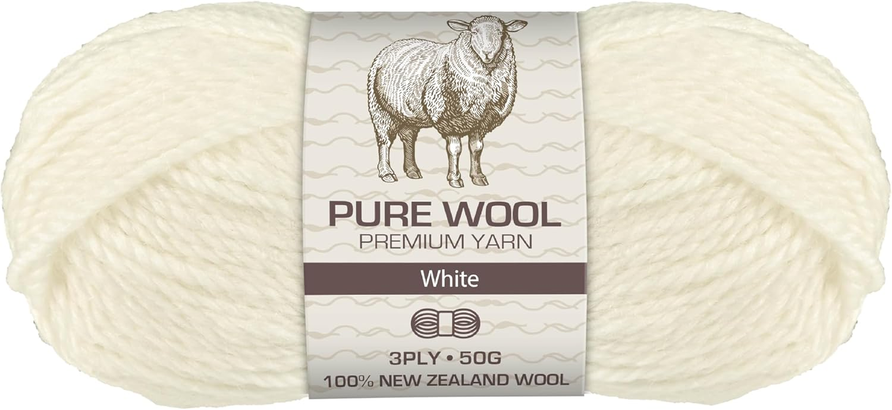 3-Ply Pure Wool 50 G, White image number 1
