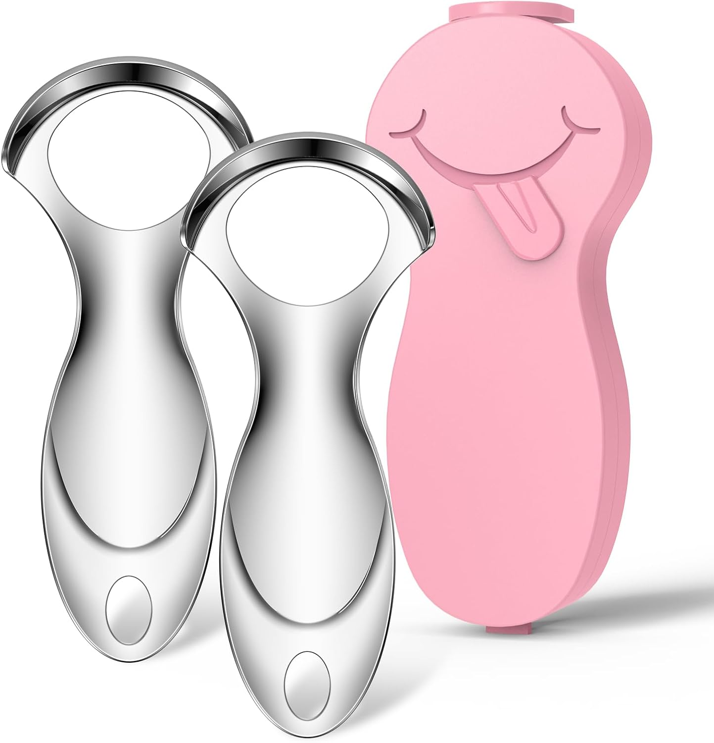 RONAVO Tongue Scraper Tongue Cleaner (2024) Tongue Scraper for Adults Portable Storage Tongue Coating Removal Bad Breath Care Metal Tongue Scraper with Green Carrying Case