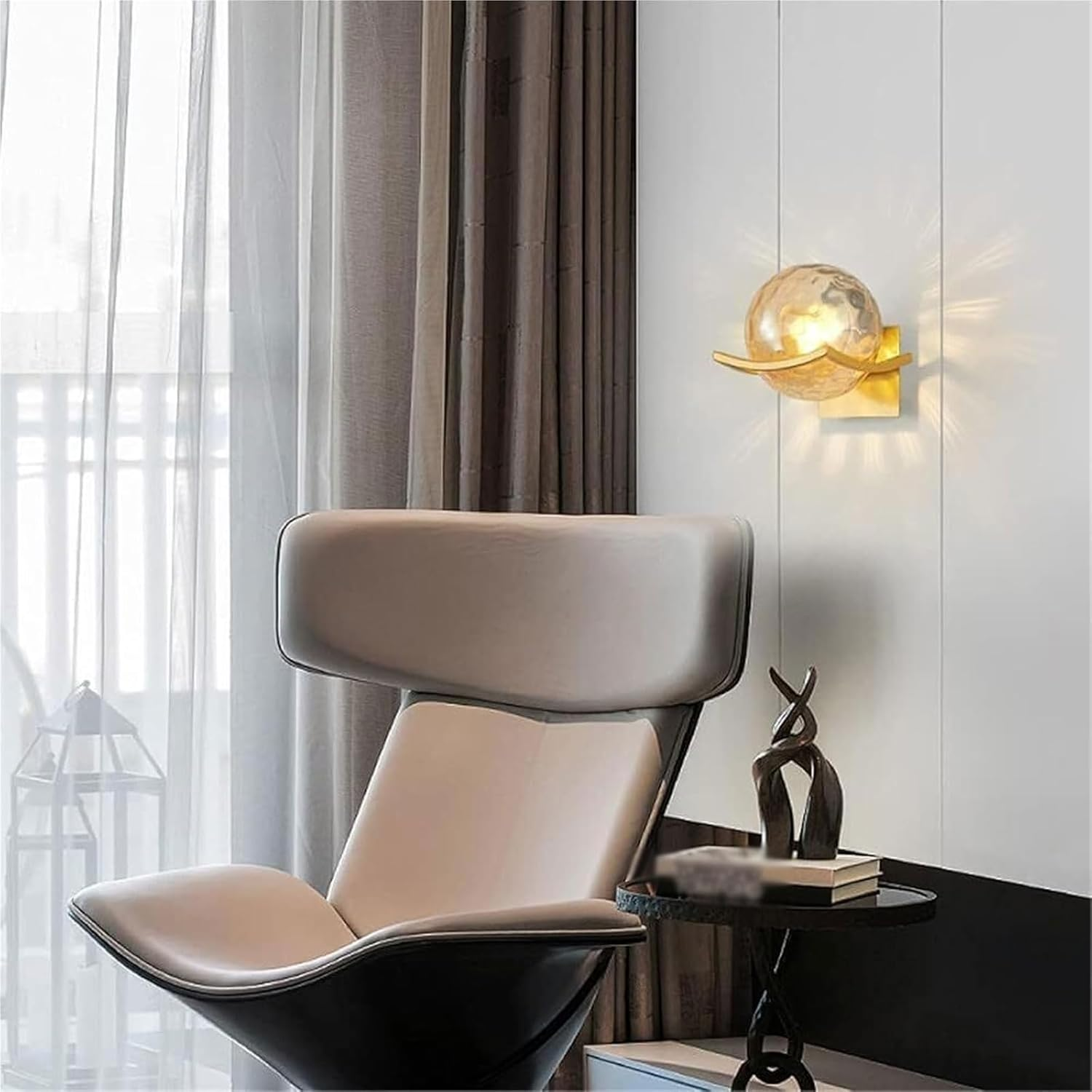 Wall Lamp 3 Colors Sphere LED Wall Lamp Bathroom Vanity Mirror Front Light with Hammered Glass Shade for Bedroom Staircase Wall Lighting image number 2