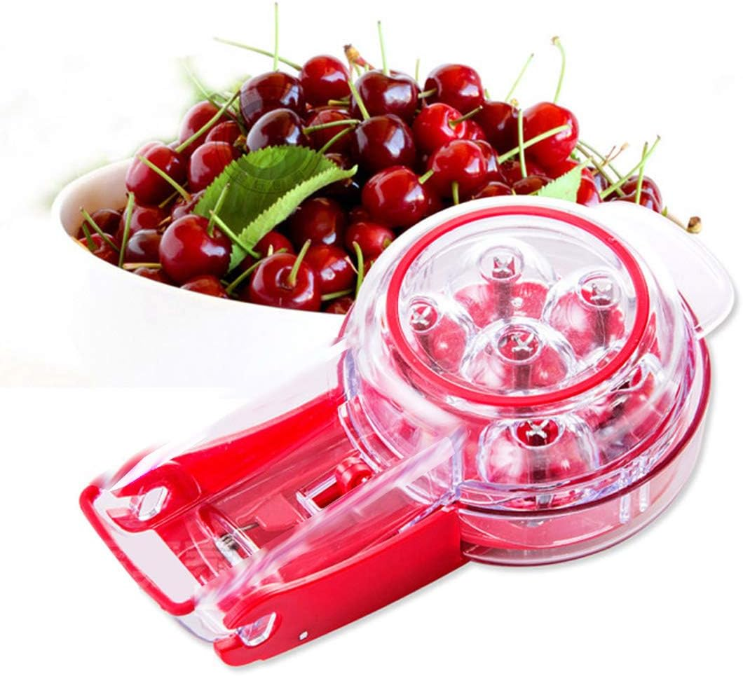 Condello Casa Kitchen Aid Cherry Pitter Stainless Steel Plastic Deluxe Multi Fruit Pit Corer Core Cutter Remover Prep Helper Machine Mason Jar Tool Gadget Red for 6 Cherries Plums Olives Berries image number 3