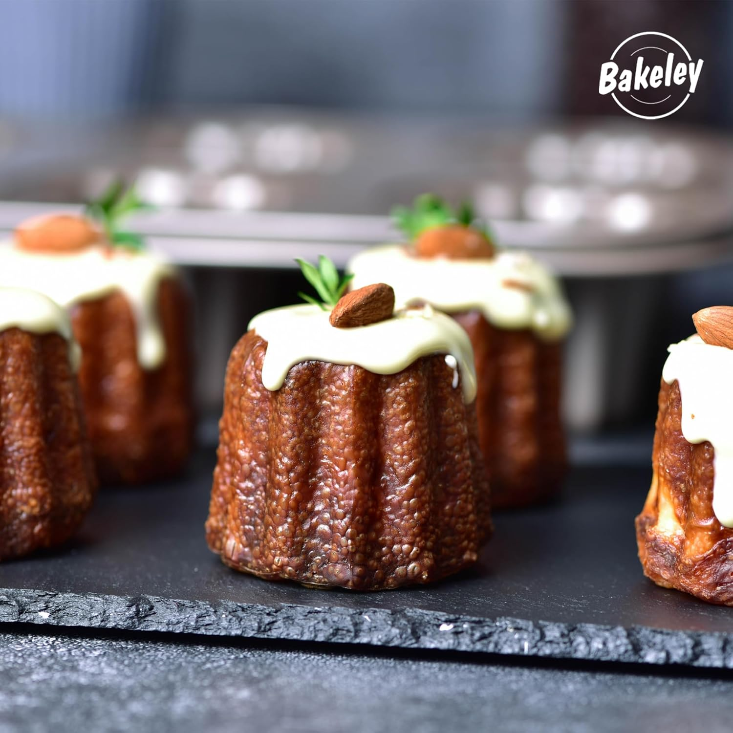 Canele Mold Cake Pan 6-Cavity Non-Stick Canele Muffin Bakeware French Pastry Muffin Cake Mould for Oven Baking (Champagne Gold) image number 5