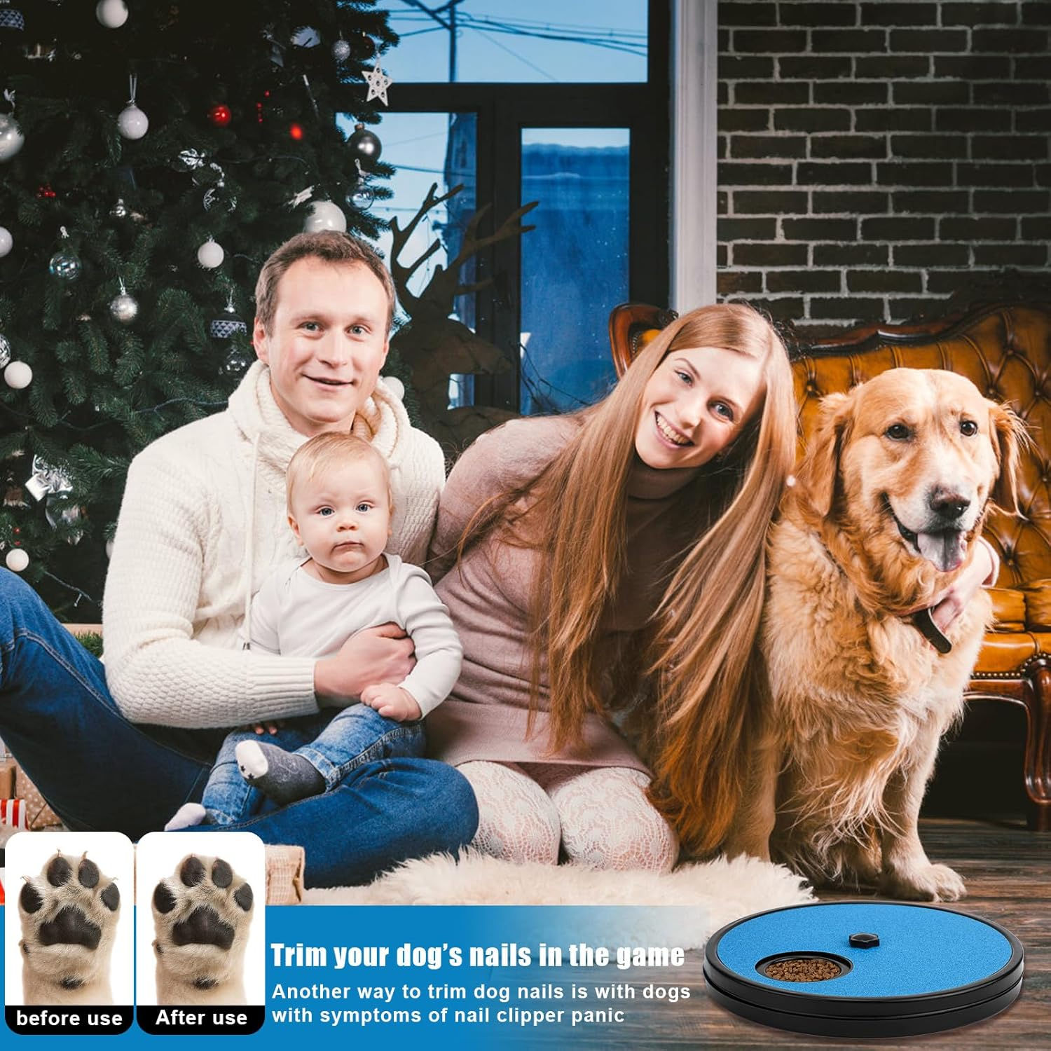 NQEUEPN Dog Scratch Pad for Nails, 3 in 1 round Rotatable Pet Nail Grinding Mat Slow Food Storage Box Fun Dog Nail File Board for Pets Gift Nail Care image number 5