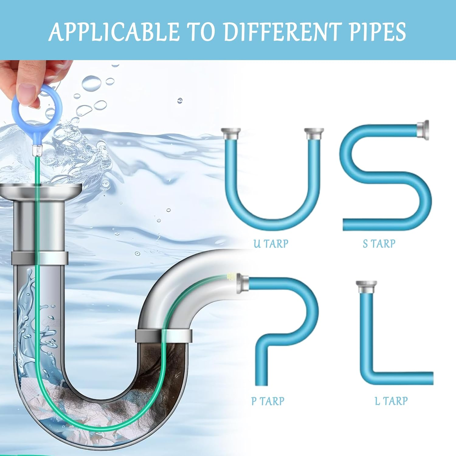 Drain Cleaner Spiral Pack of 5, Drain Spiral Sink Cleaning Hooks, Cleaning Spiral Drain Hair Clog Tool, Drain Clog Remover, for Sink Bathtub Sewers image number 5