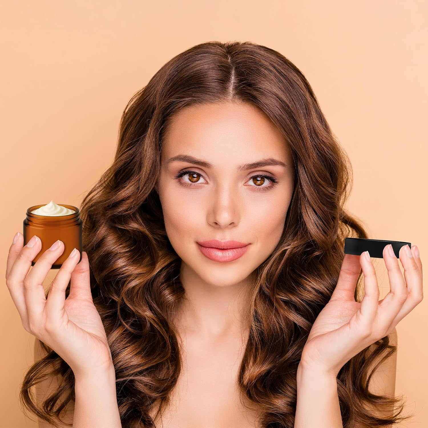 Bumobum 2 Oz Small Glass Jars with Lids, 24 Pack Amber Glass Cosmetic Jars with Inner Liners, 60Ml round Empty Sample Containers for Cream, Salve, Powders and Ointments Storage image number 4