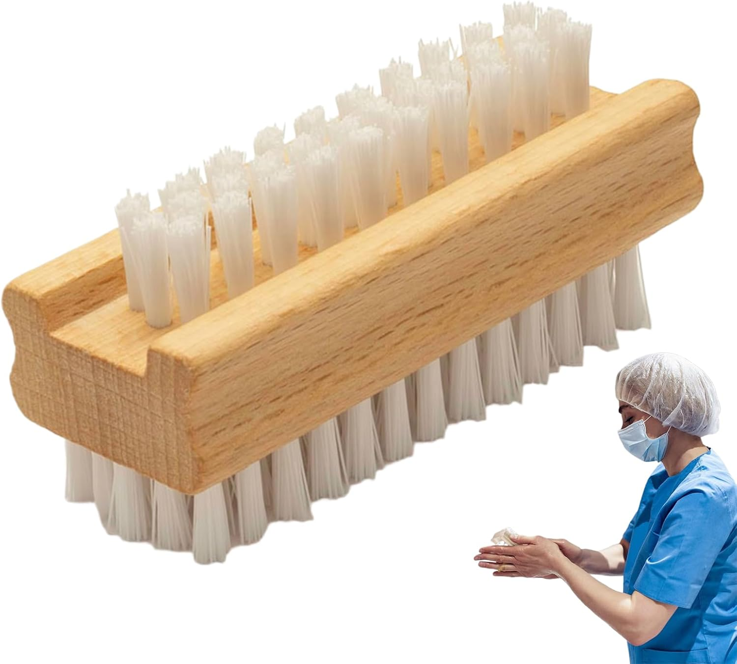 Nail Brushes for Cleaning, Nail Cleaner Brush Double-Sided - Natural Scrubber Cleaner Manicure Tools for Daily Salon Travel Women Men Kids image number 5