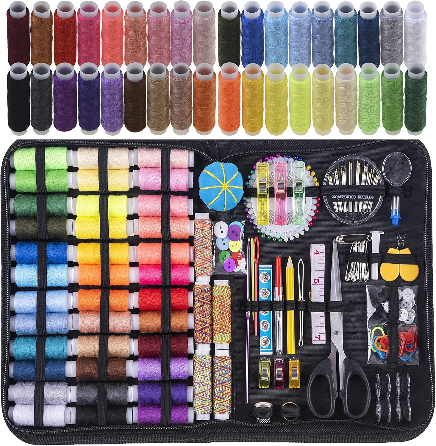 Inscraft Sewing Kit, 200 Premium Sewing Supplies, 41 XL Thread Spools, Suitable for Traveller, Adults, Kids, Beginner, Emergency, DIY and Home By image number 4