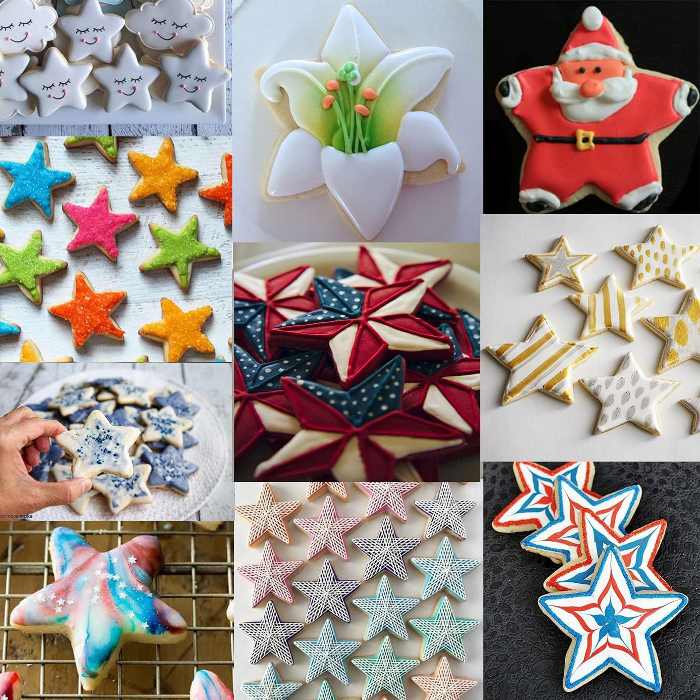 Antallcky Star Cookie Cutter Set-5 Pcs Stainless Steel Five-Pointed Star Biscuit Molds Fondant Cake Cookie Cutter Set Pastry Mold