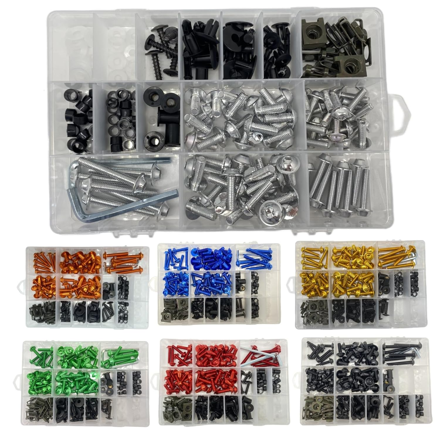 210PCS Motorcycle Fairing Bolt Kit, Aluminum Alloy M5 M6 Screws Fasteners Universal Colorful Fairing Bolts Nut Clips Kit for HD Kawasak Suzuki Ducati Yama Ha BW GSXR image number 2