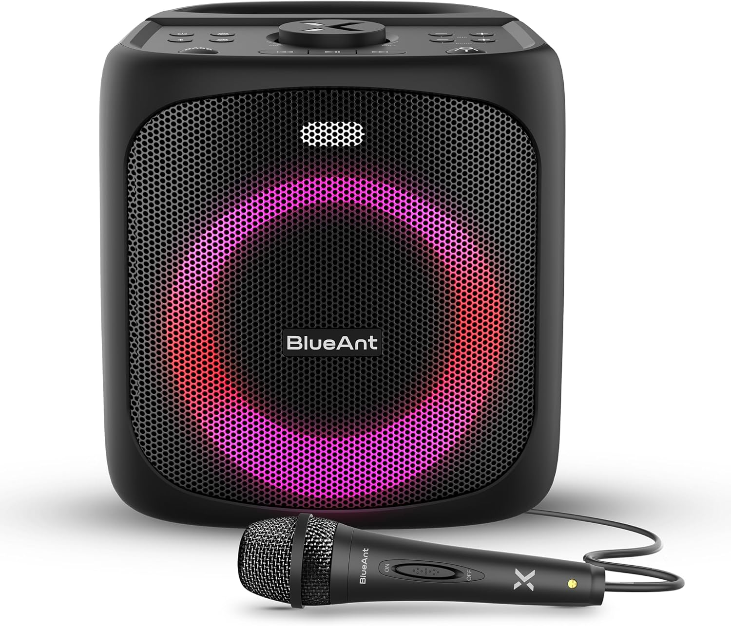 Blueant X4 Portable Bluetooth&reg; Party Speaker, Bass Boost, 50W Peak Power, Microphone, 5 LED Lightshows, up To12Hrs Playtime, Deep Bass, Duo Mode Wireless Pairing, Splashproof, Black image number 2