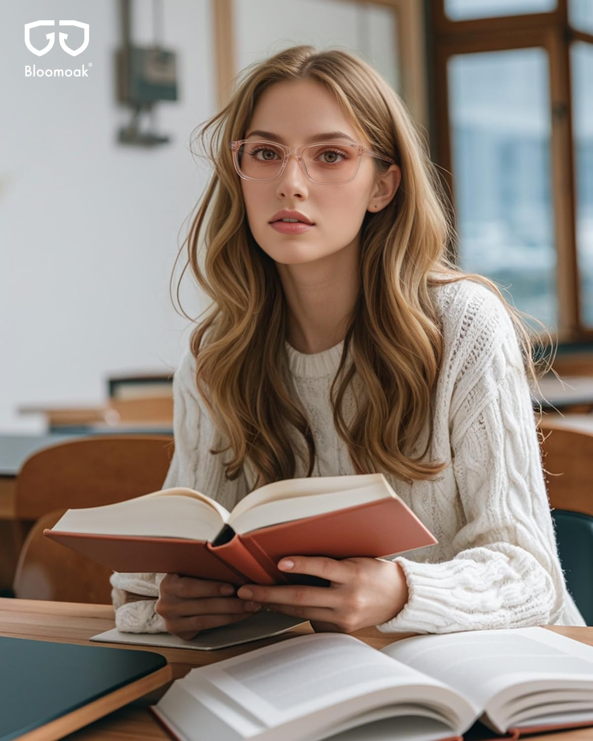 Bloomoak Rose Tinted Migraine Glasses, FL- Flex Light Sensitivity Relief Glasses for Fluorescent LED Glare, Photophobia, Eye Strain image number 6