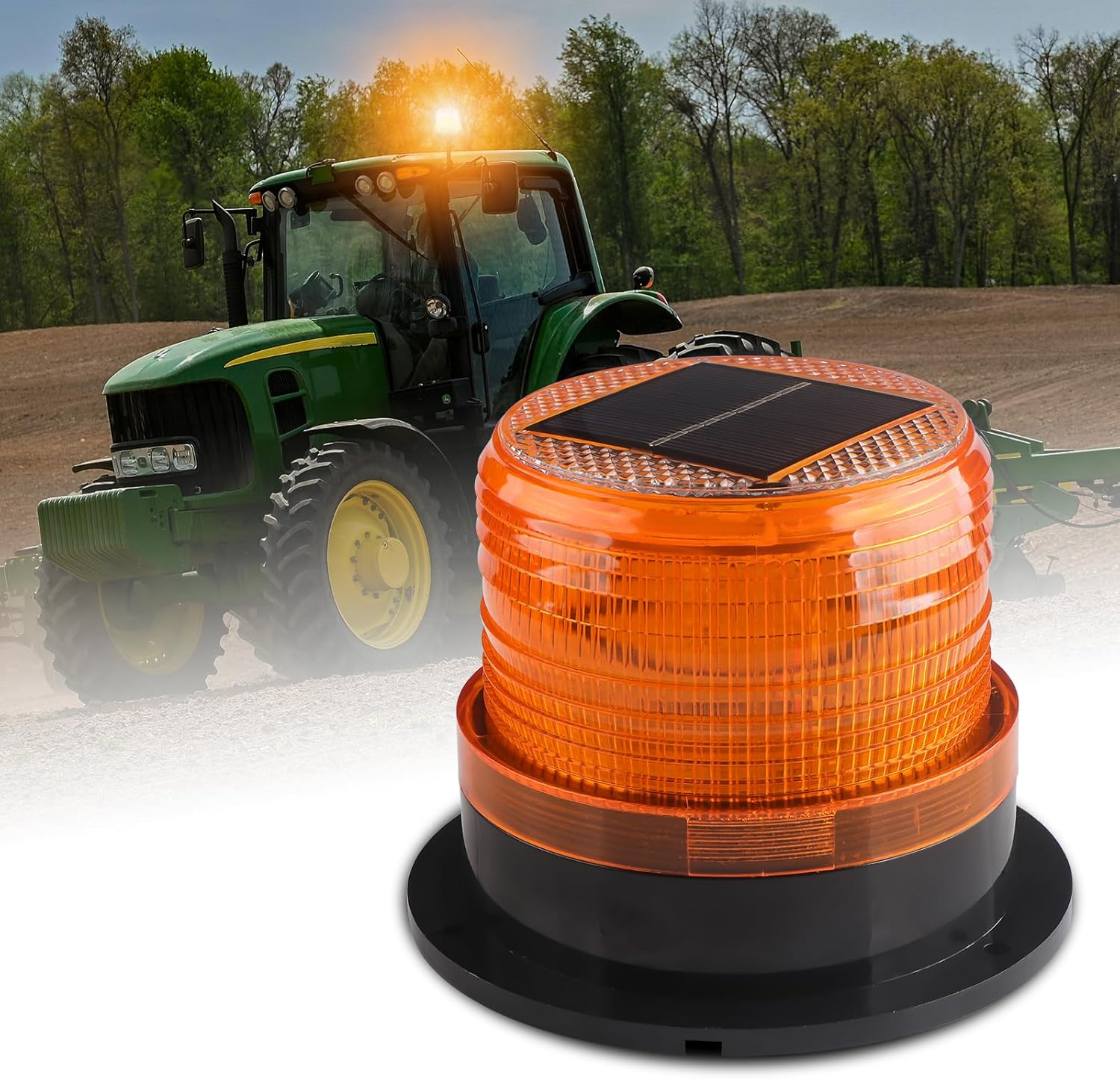 Kaidengzhe Solar Strobe Warning Light, Wireless Waterproof LED Beacon Lights with Magnetic Base, Safety Flashing Caution Lights for Cars Truck Tractors Bus Forklift SUV Construction Vehicle, Amber image number 6