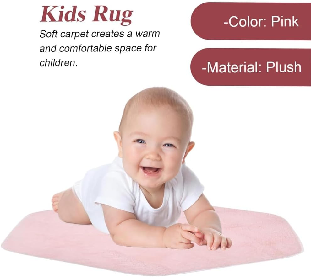 Hexagon Play Tent Rug for Boys & Girls &ndash; Soft Crawling Mat Cushion for Nursery, Playroom or Playhouse, Plush Floor Carpet for Kids Room image number 5