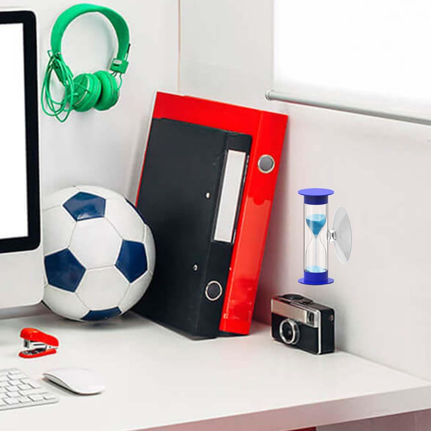 Hourglass Sand Timer 5 Minute with Suction Cup - Set of 2 Small, Unbreakable Sand Watch 5 Min Sucker, Small Blue Sand Clock 5 Minute, Plastic Hour Glass Sandglass Timer for Kids, Games, Classroom image number 3