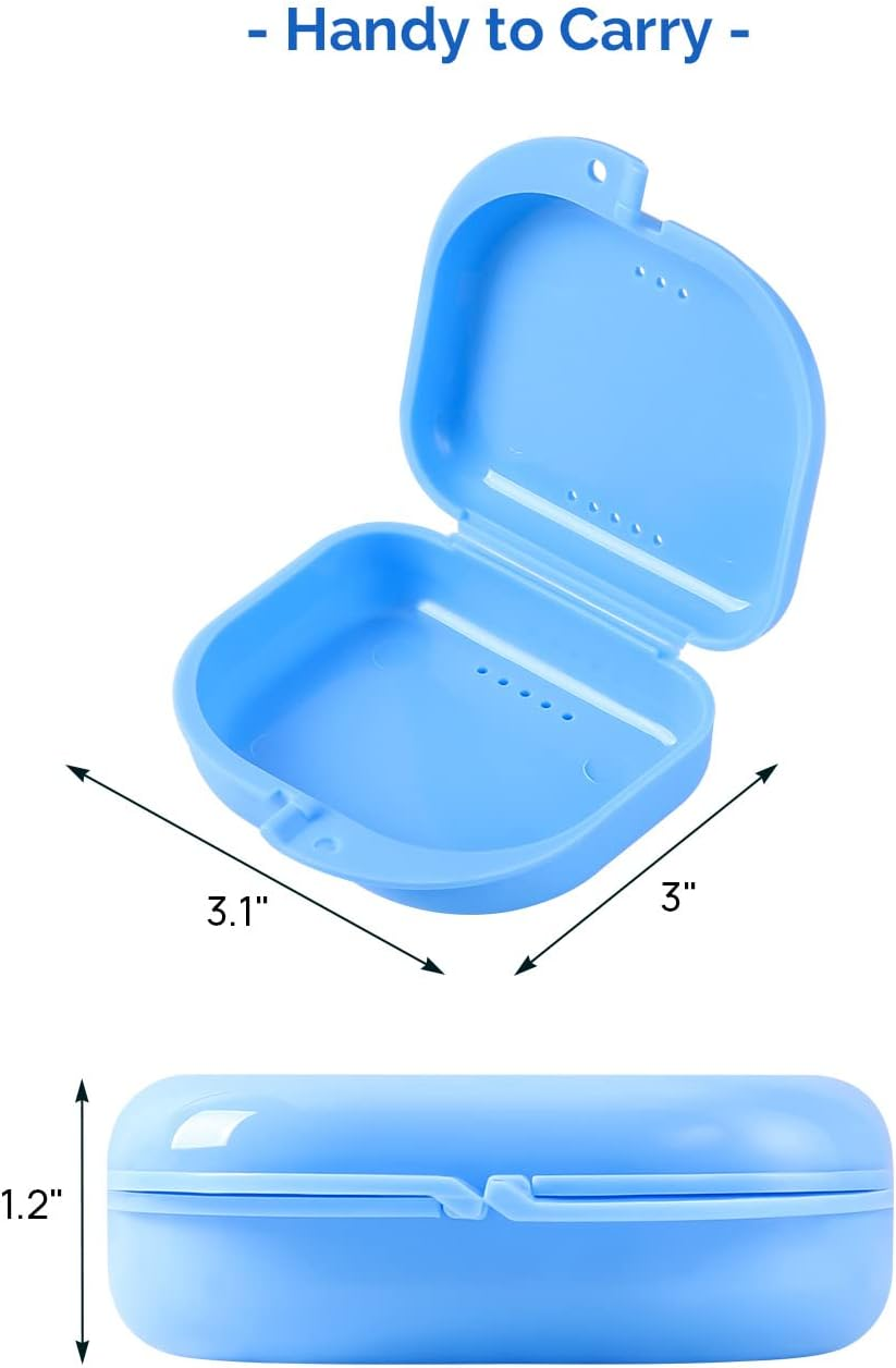 JMU Retainer Case with Vent Holes, Orthodontic Retainer Case Mouth Guard Case with Tight Snap Closure, Light Blue - Blue/Black/Purple/Pink image number 2