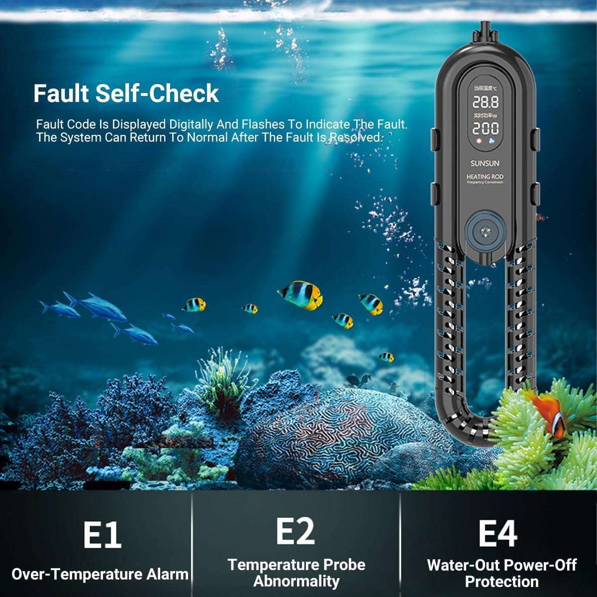 AIMALL Sensen Fish Tank Heating Rod, Automatic Constant Temperature Aquarium Heater, Frequency Conversion, Power-Saving, Explosion-Proof, 13.4X3.35X1.97 Inches image number 1