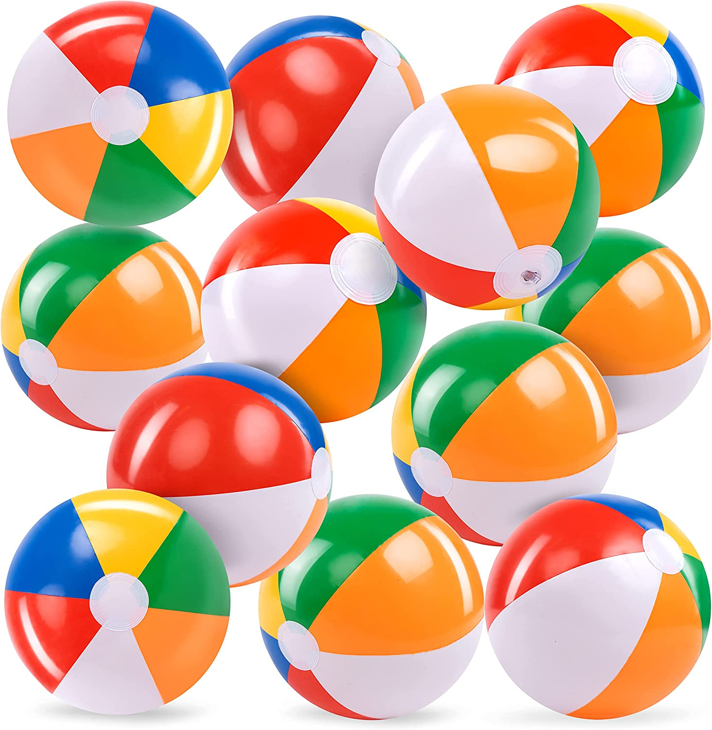 JOYIN Rainbow Beach Balls(12 Pack), 12'' Inflatable Swimming Pool Toys for Summer Water Games Kids Birthday Party Supplies Combo Set Include Inflatable Beach Balls image number 3