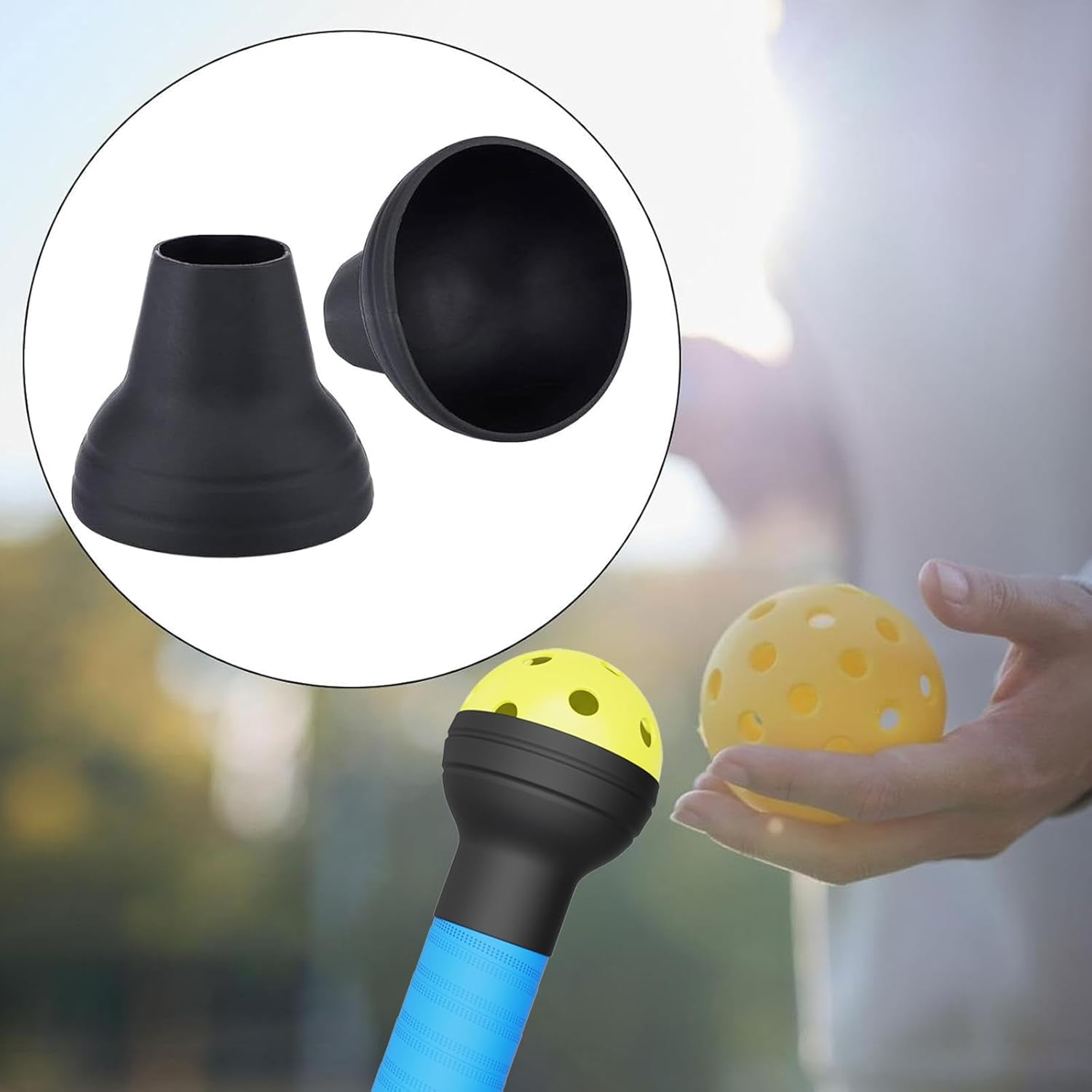 2 Pack Pickleball Ball Retriever Suction Cup, Pickleball Ball Picker Upper Suction Cup Ergonomic Pickup Ball Grabber Picker Ball Pick up Suction Cup Attaches to Pickleball Paddles image number 2