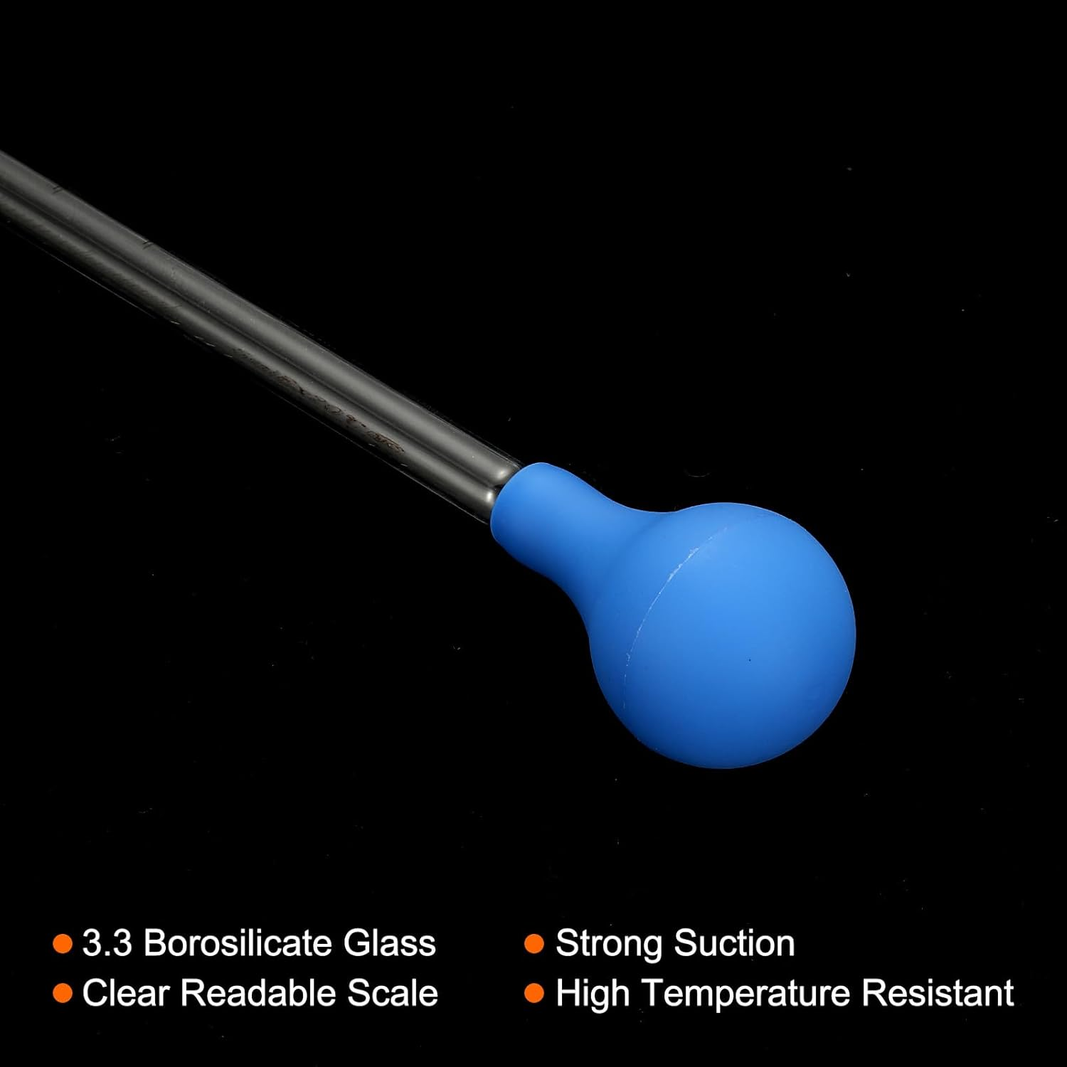 Uxcell Graduated Dropper Pipettes Kit, 4Pcs 25Ml Borosilicate Glass Pipette with Rubber Cap for Transfer Liquid for Lab, Chemistry, Clear image number 2