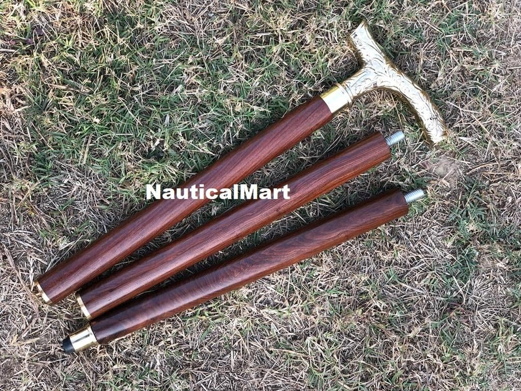 Walking Stick - Men Derby Canes and Wooden Walking Stick for Men and Women Solid Brass Handle -Affordable Gift! Item image number 3