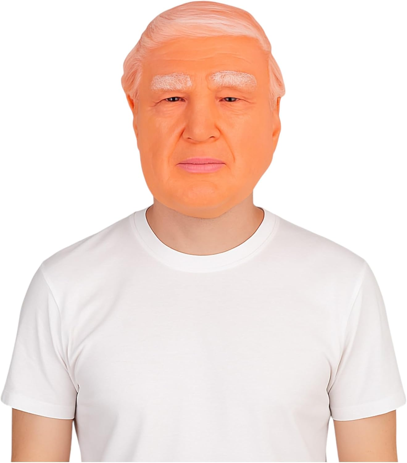 President Trump Latex Face Mask with Strap &ndash; Funny Political Costume for Halloween, Dress-Up, Cosplay or Events &ndash; Adult-Size Meme Mask with Realistic Front Face Detail