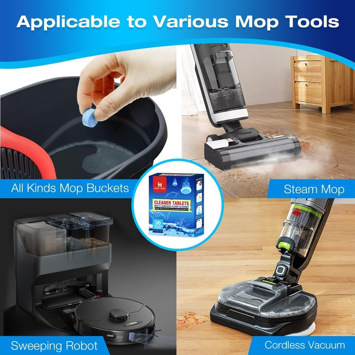 Multi-Surface Floor Cleaner,Deep Cleans for All Vacuums Robot Mop,Compatible with Roborock,Tineco, Irobot,Dreame,Ecovacs,Shark,Bissell,Etc. Cleaning Machine Solution-36 Tablets image number 4