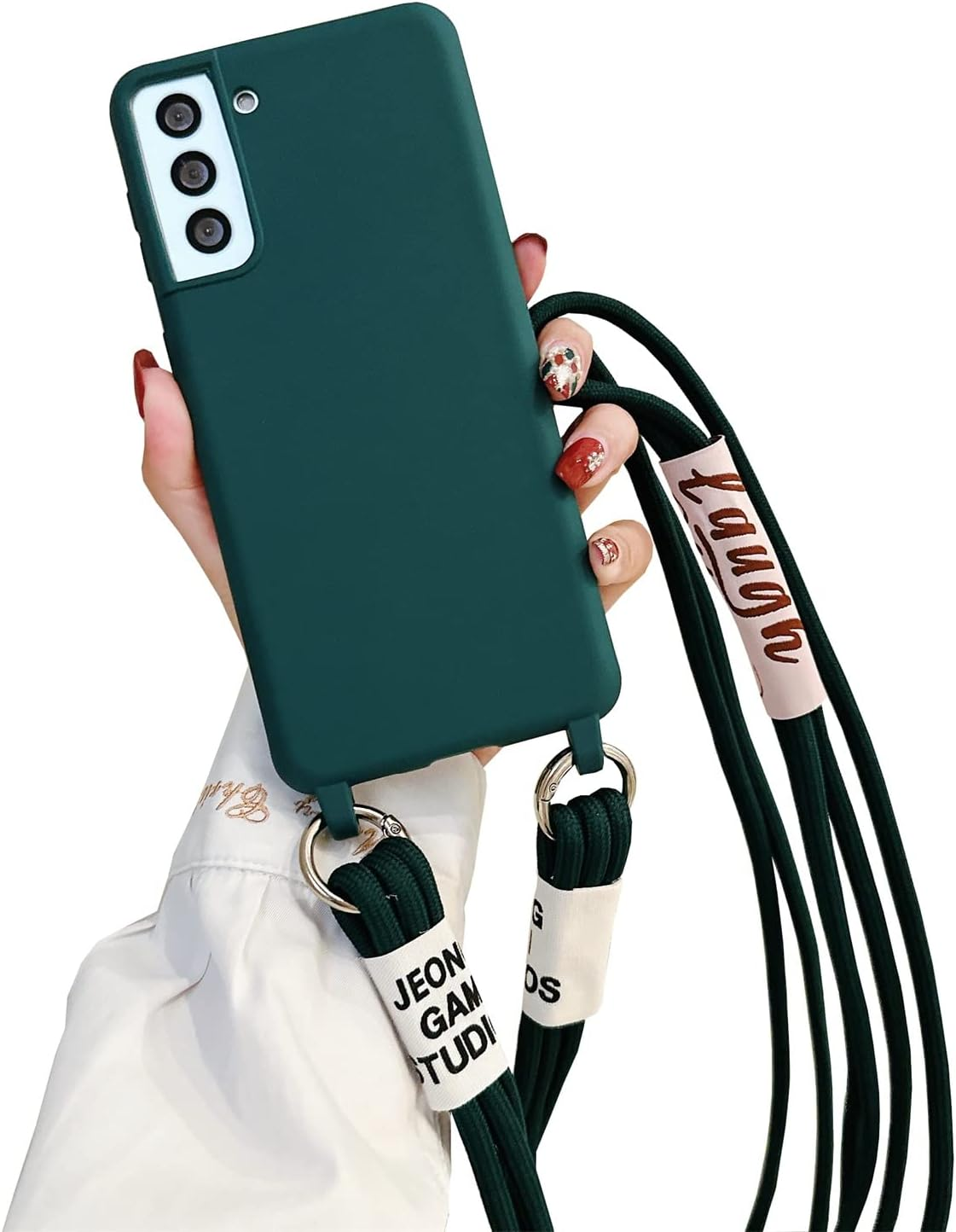 Mobile Phone Lanyard Case for Samsung Galaxy S25 Plus, Soft TPU Phone Necklace Case with Nylon Strap, Crossbody Protective Case with Stylish Crossbody Protective Case for Galaxy S25 Plus, Green image number 3