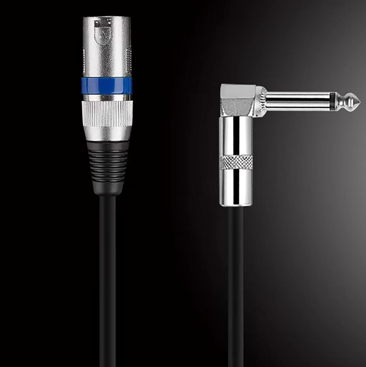 Tunghey Right Angle Female XLR to 1/4 Inch (6.35Mm) TS Mono Jack Microphone Cable, Unbalanced 3 Pin XLR Female to Quarter Inch TS Plug Mic Cord for Dynamic Microphone (3M)