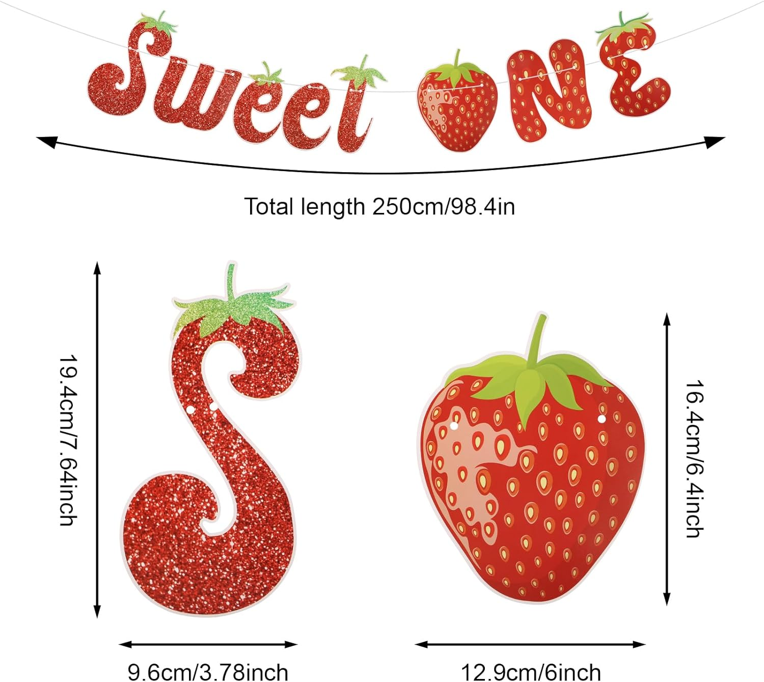 Strawberry First Birthday Party Banner, Strawberry Hanging Streamer Strawberry 1St Birthday Party Balloon Cute Pink Sweet One Birthday Party Decoration for Baby Girls for Summer Fruit Baby Shower image number 2