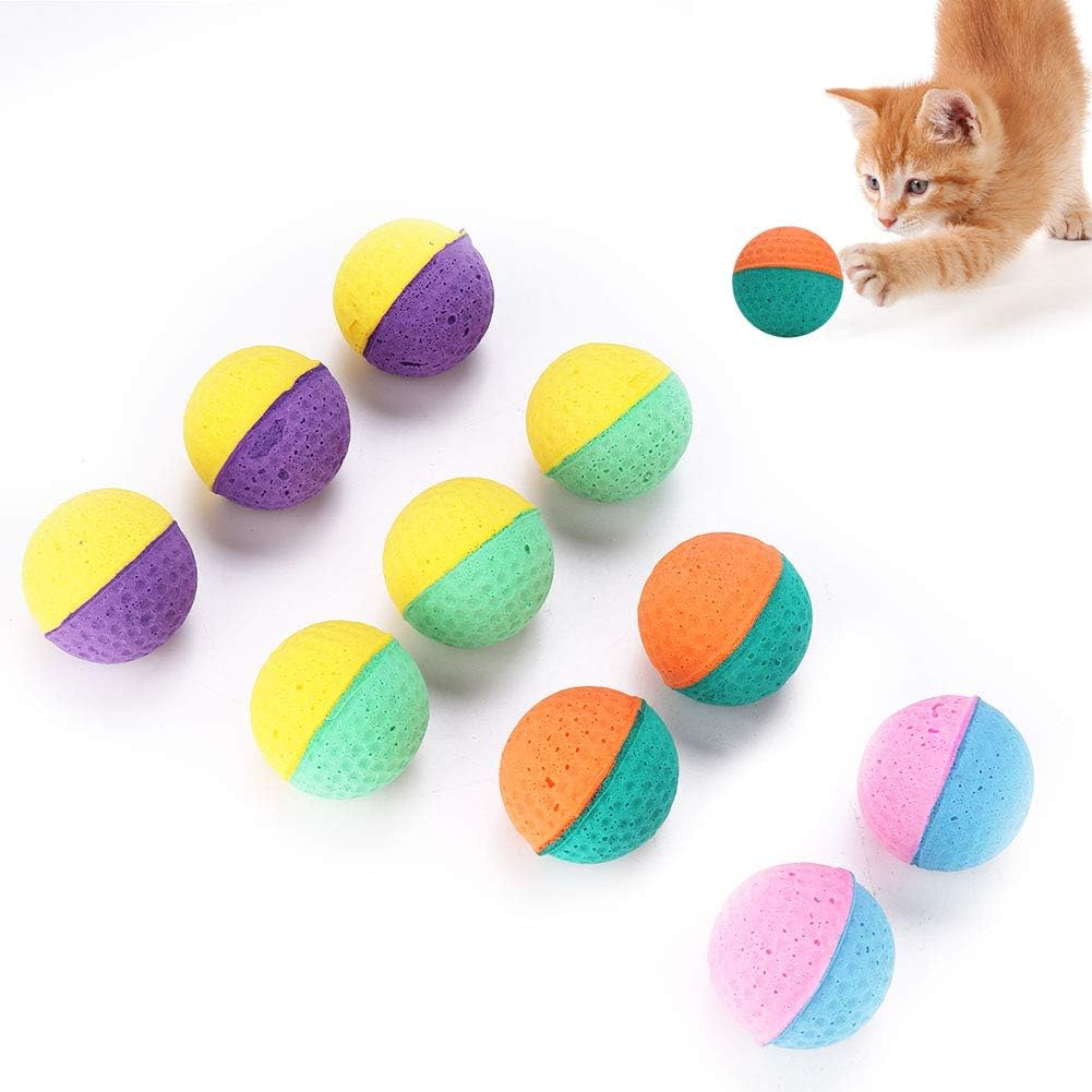Haofy 10Pcs Cat Latex Balls Toys, Cat Interactive Foam Balls Set, for Scratching Play Fun Exerciser, with Colorful Teaser Toy Tubes & Tunnels image number 5