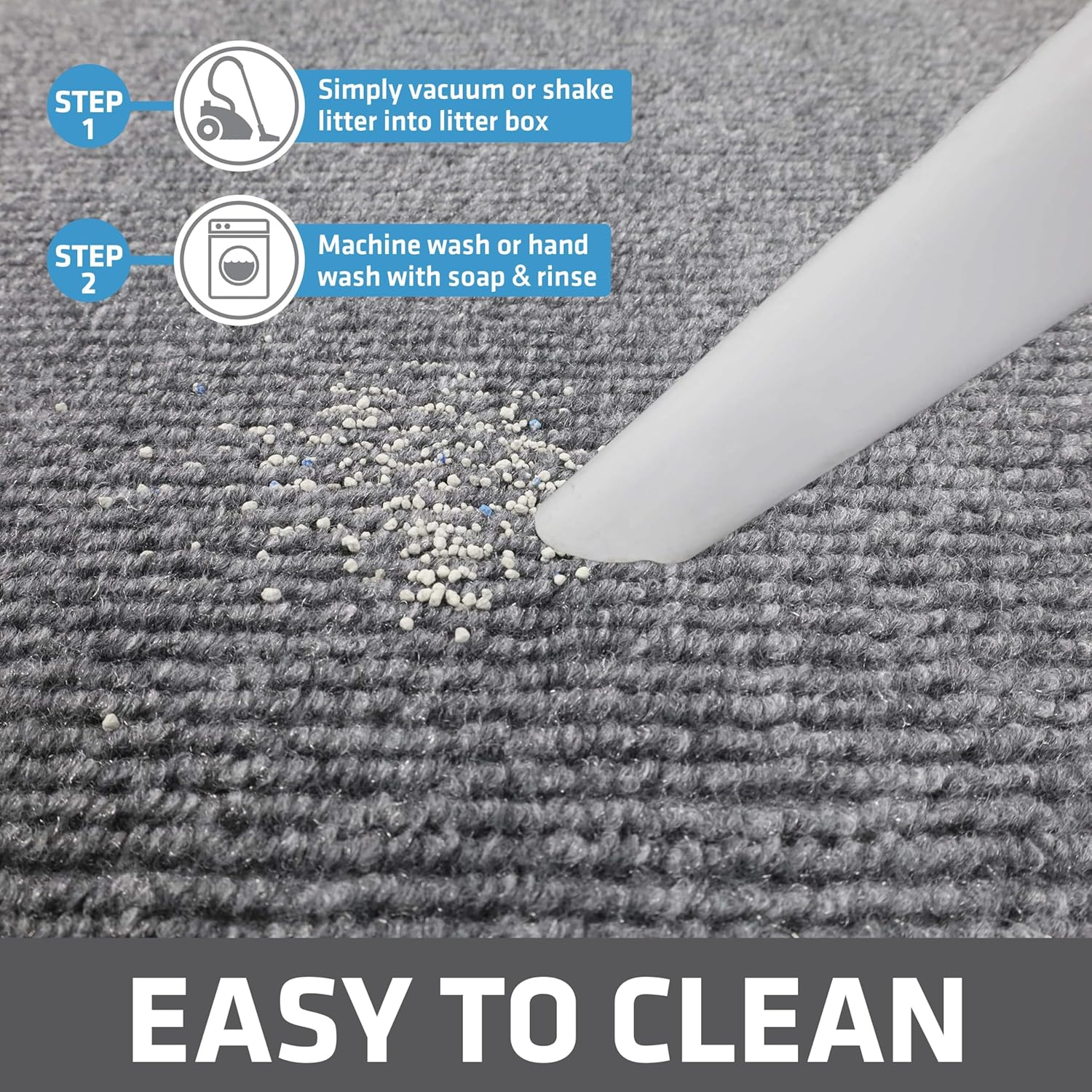 Drymate Jumbo Cat Litter Trapping Mat, (Ridged Design), Traps Litter & Mess from Box, Soft on Kitty Paws, Absorbent, Waterproof, Urine-Proof, Machine Washable, Durable, (USA Made) (36" X 47") image number 2