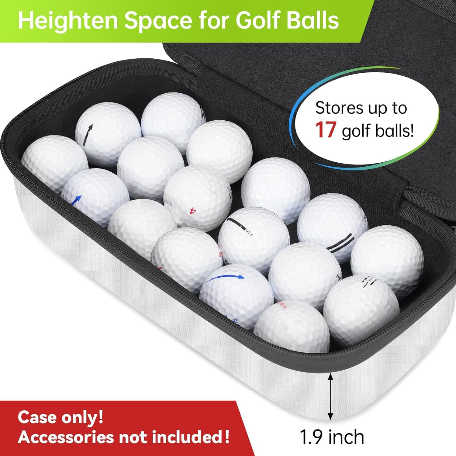 Golf Glove Holder with Removable Golf Glove Shaper, Protective Hard Shell Golf Accessories Case Bag with 2 Dividers Fits Balls, Tees, Markers, Divot Tools, Golf Essentials image number 1