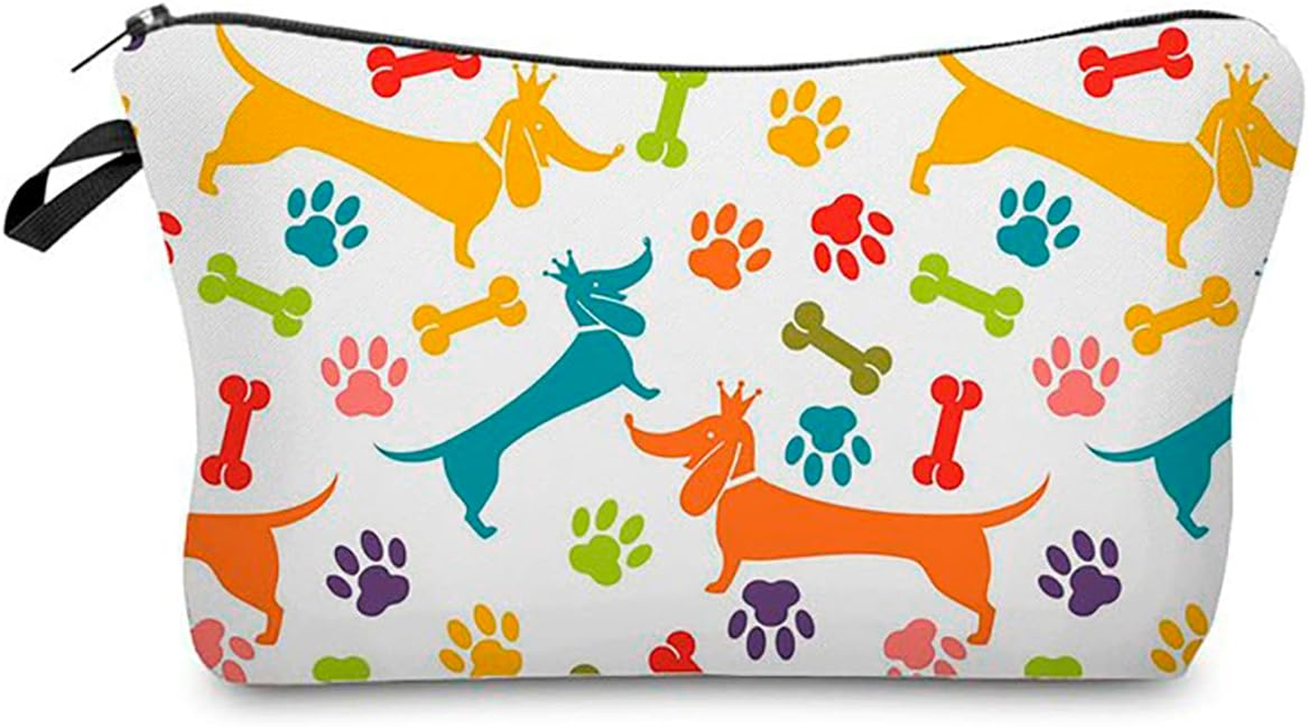 Fashionable Toiletry Bag, Cosmetic Bag, Make-Up Bag, Water-Repellent, Original Print Motifs for Travel, Holidays and Everyday Use, Three Baby Pugs