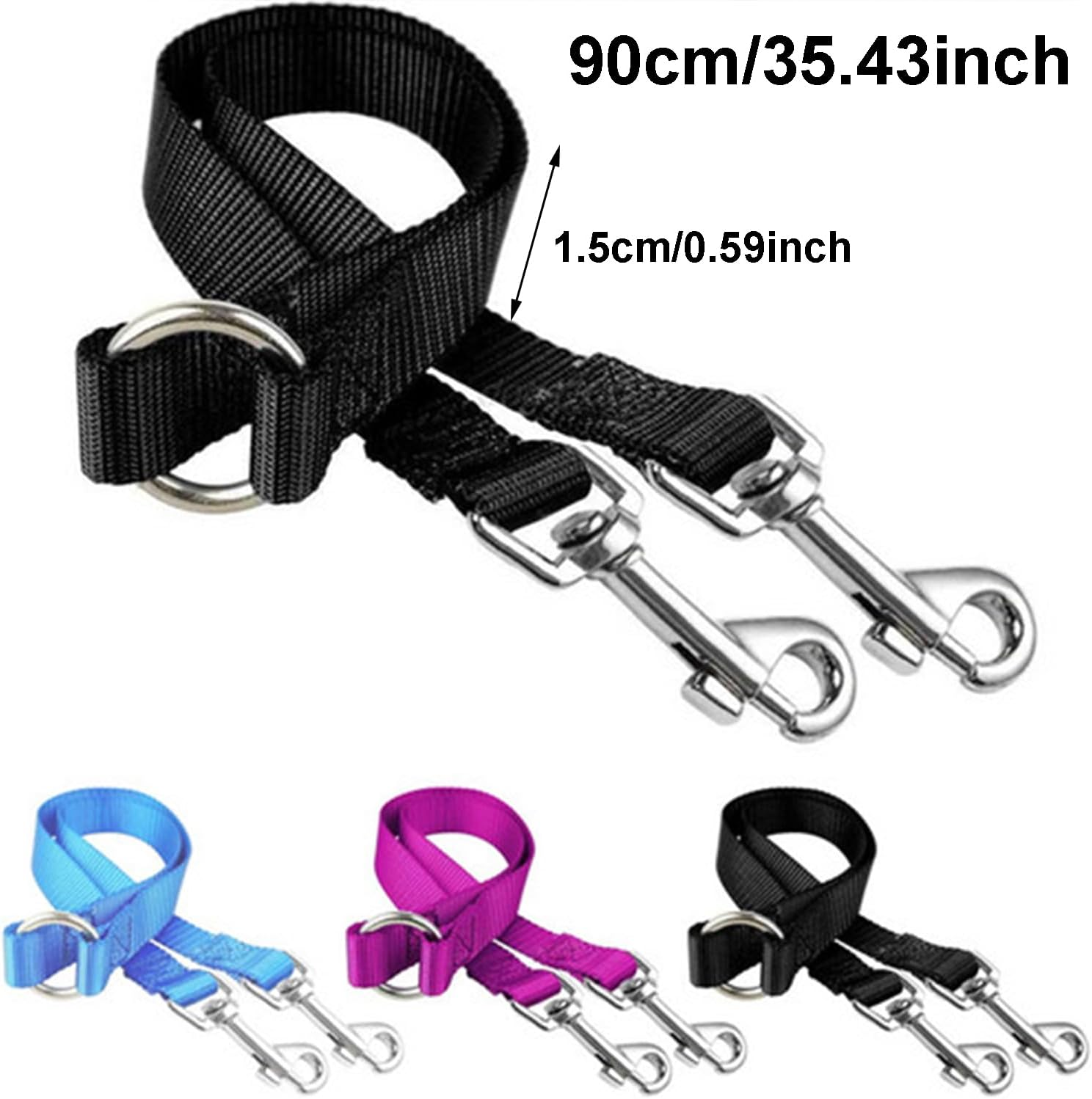 2 Way Dog Leash Lead Double Dogs Leash Coupler Dual Lead Walk Pet Puppy Nylon (Purple)