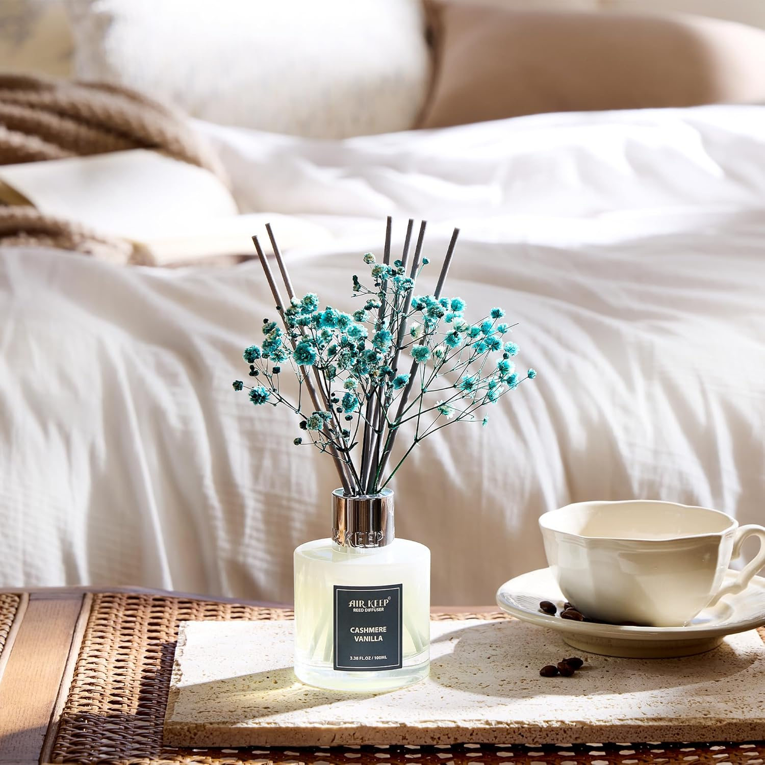Airkeep Reed Diffuser Set, Cashmere Vanilla Home Fragrance, 100Ml Reed Diffuser with 8 Sticks, for Bathroom & Living Room Decor image number 3