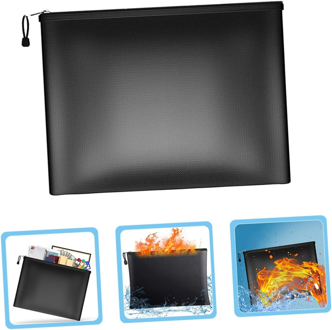 Veemoon Fireproof Waterproof Document Bag 29X20.5Cm Zipper Money Pouch Fireproof Document Organizer for Office and Home Security Storage image number 5