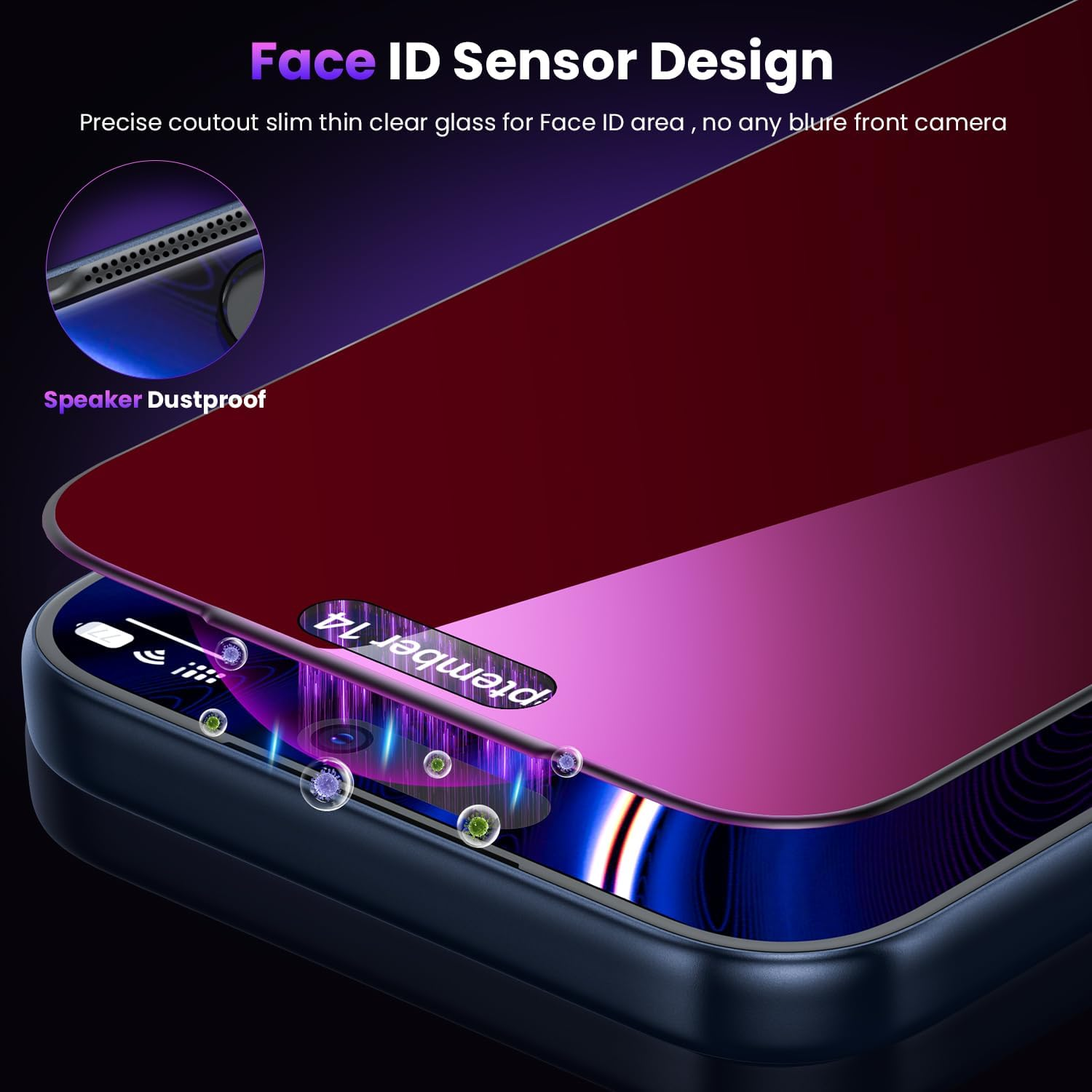 WSKEN for Iphone 17 Pro Max Privacy Screen Protector - Purple Gradient anti Blue Light Eye Protection [Auto-Dust Removal] Shatterproof Tempered Glass Screen Protector 17 Pro Max, 2 Pack image number 2