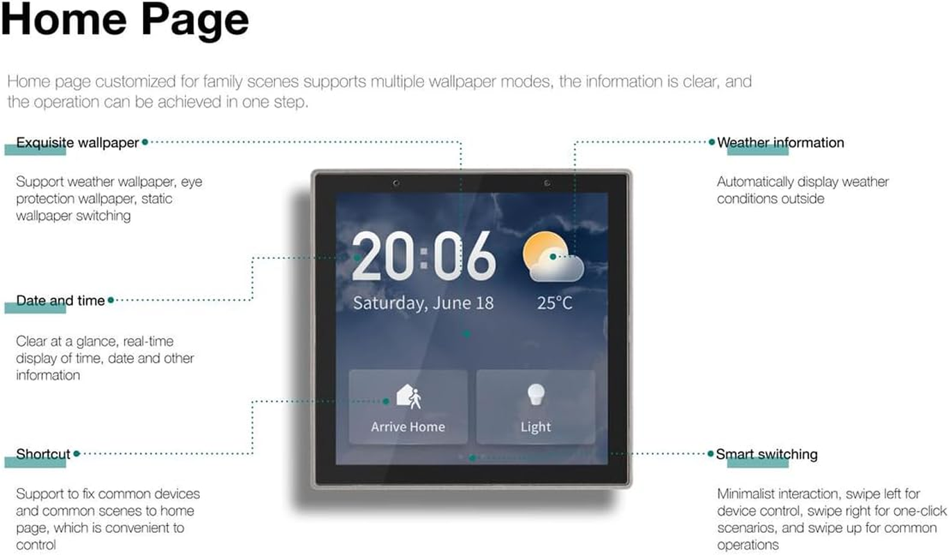 Smart Home Control Panel W/Alexa, Wifi, Zigbee, Bluetooth, 4" Touch Screen image number 5