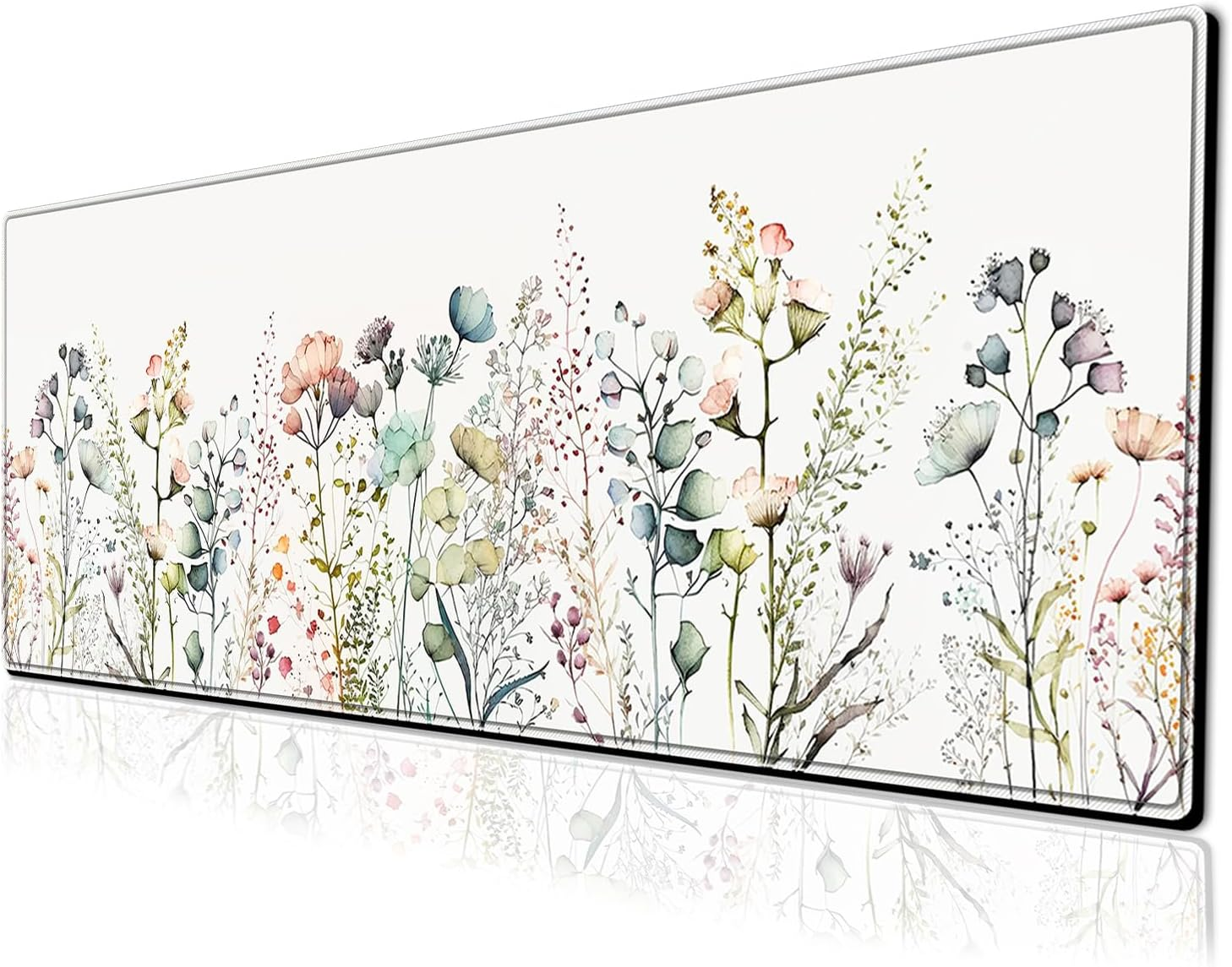 Flower Mouse Pad Large Desk Mat, 31.5X11.8 Inch Mousepad Extended Non-Slip Rubber Base Keyboard Mat with Stitched Edges for Desk Home Office image number 2