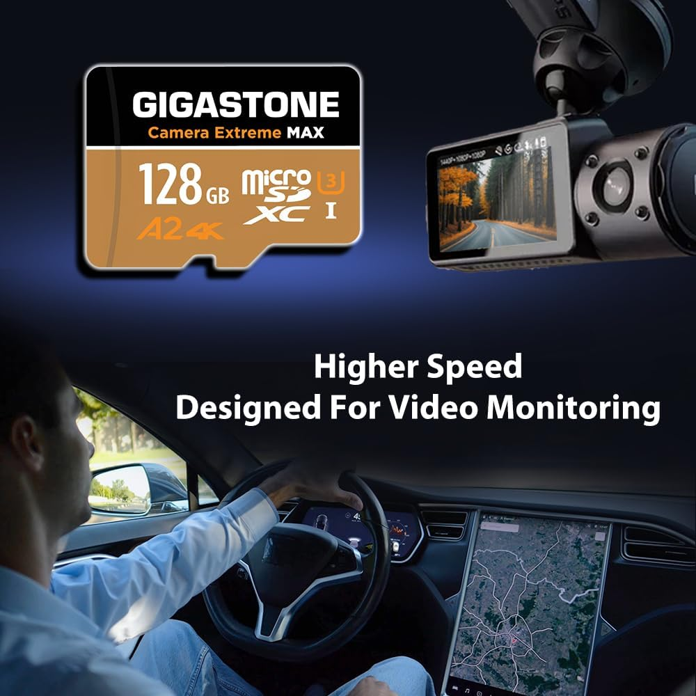 [5-Yrs Free Data Recovery] GIGASTONE 128GB Micro SD Card, 4K Camera Extreme MAX Series Speed up to 160Mb/S, Compatible With, Gopro, DJI, REDTIGER Rove VIOFO VANTRUE Dash Cam, Microsdxc UHS-I A2 4K U3 image number 1
