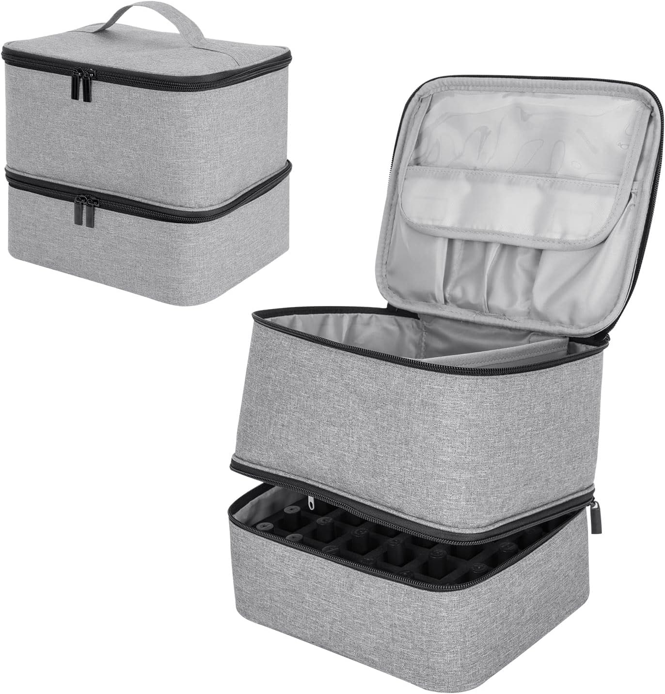 9 Bottles Essential Oil Carrying Case Shockproof Essential Oils Organizer Travel Bag Suitable for 5Ml,10Ml,15Ml Bottles or 10Ml Roller Bottles with Portable Handle and Double Zipper (Aqua Green)