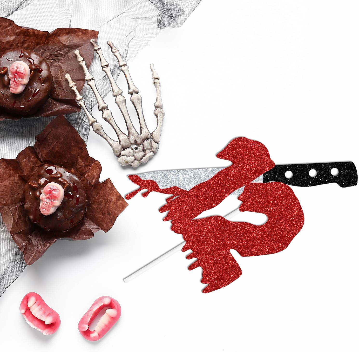 Red Glitter Killer 12 Cake Topper, Killer Happy 12Th Birthday/Have a Killer Birthday, Horror Blood Knife 12Th Birthday Party Decorations Supplies image number 6