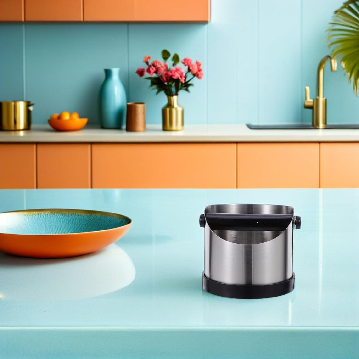 ZUNOXAZ Espresso Knock Bin Stainless Steel Coffee Grounds Container 580Ml Handle Coffee Knock Box for Home and Cafe Use image number 5