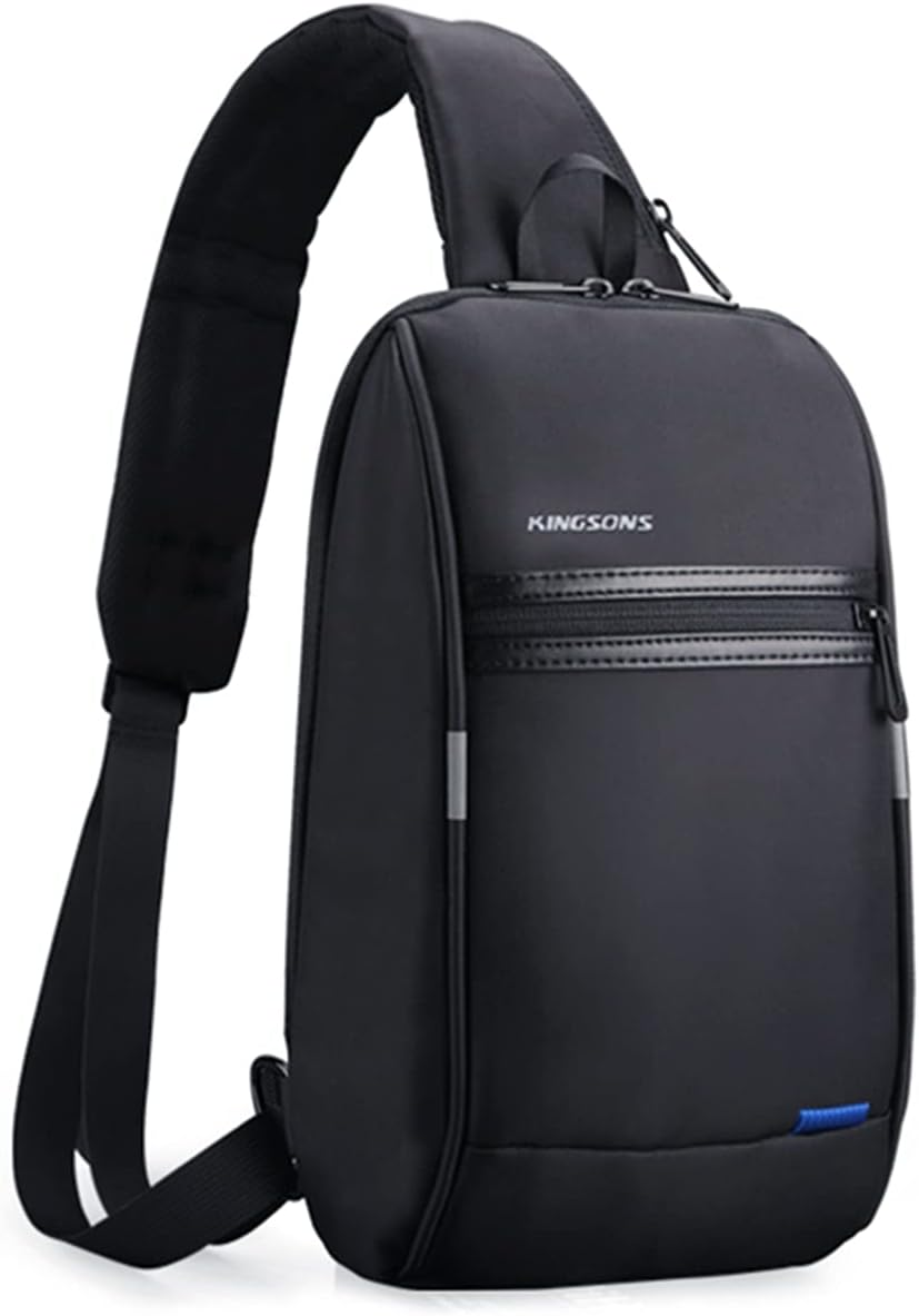 KINGSONS Sling Crossbody Bag Anti-Theft Chest Shoulder Backpack for Men Waterproof Minimalist Casual Daypack for Travel Gym