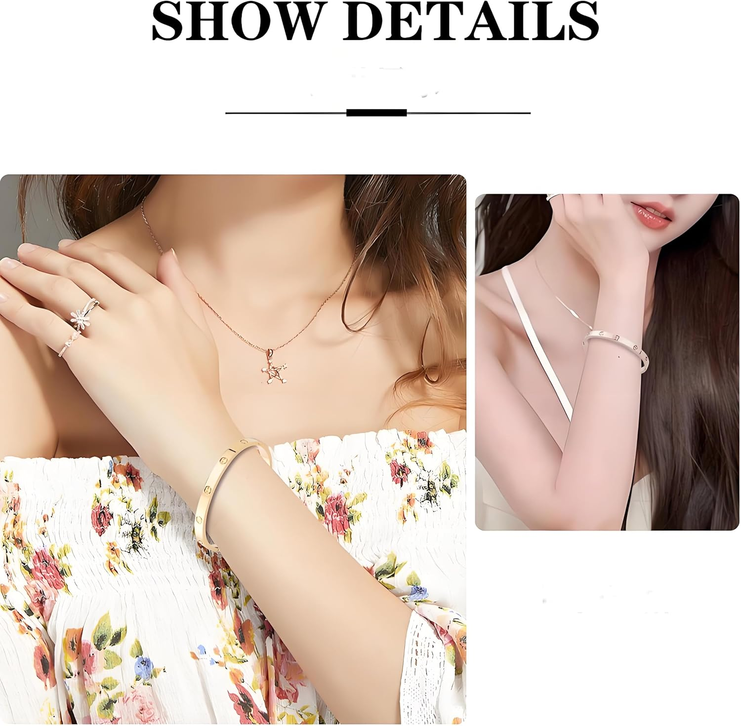 Gold Bracelets for Women 14K Gold Plated Friendship Love Bangle Bracelets Cubic Zirconia Stainless Steel Bracelet Jewelry Christmas Valentines Birthday Gifts for Women image number 3