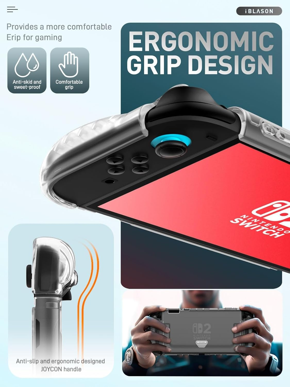 I-Blason for Nintendo Switch 2 Case 2025, Durable Slim Matte Clear Anti-Fingerprint Protective Hard Case with Dockable Comfortable TPU Grip Compatible with Joycon Controller & Docking Station (Frost) image number 4